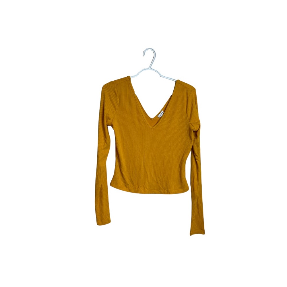 Love fire mustard yellow v-neck crop top